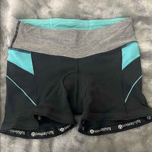 lululemon athletica Dark Gray and Aqua Cycling Shorts